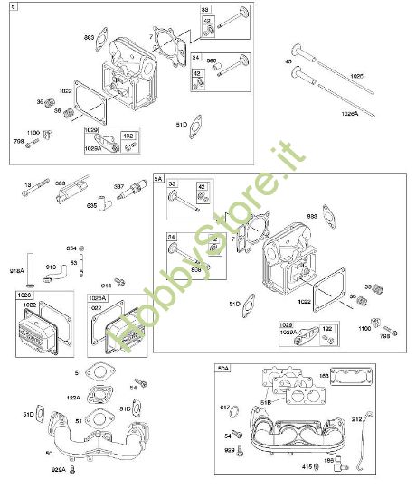 E - Testata del cilindro, coperchio bilancieri, collettore di aspirazione B&S - 40 €¦ 407777-0117-E1 brand Stihl